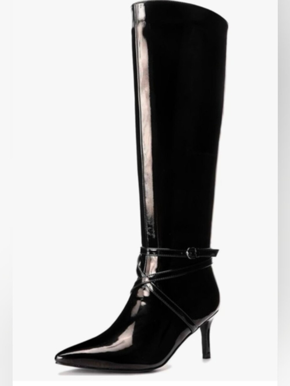 Black Patent Knee-High Stiletto Boots     Size 11M New